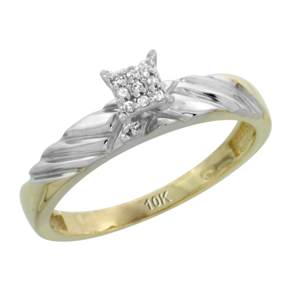 10k Yellow Gold Ladies' Diamond Wedding Band, 1/8 inch wide