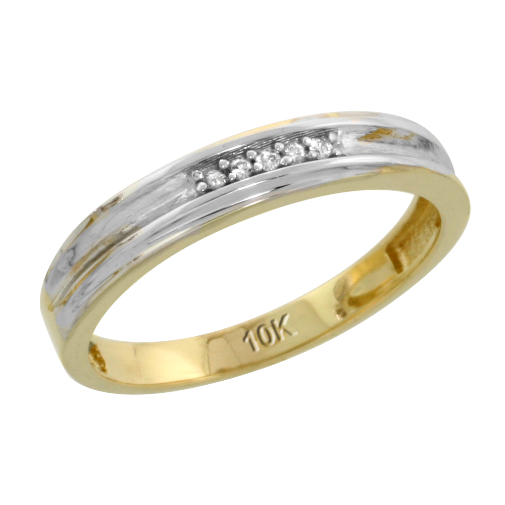 10k Yellow Gold Ladies' Diamond Wedding Band, 1/8 inch wide