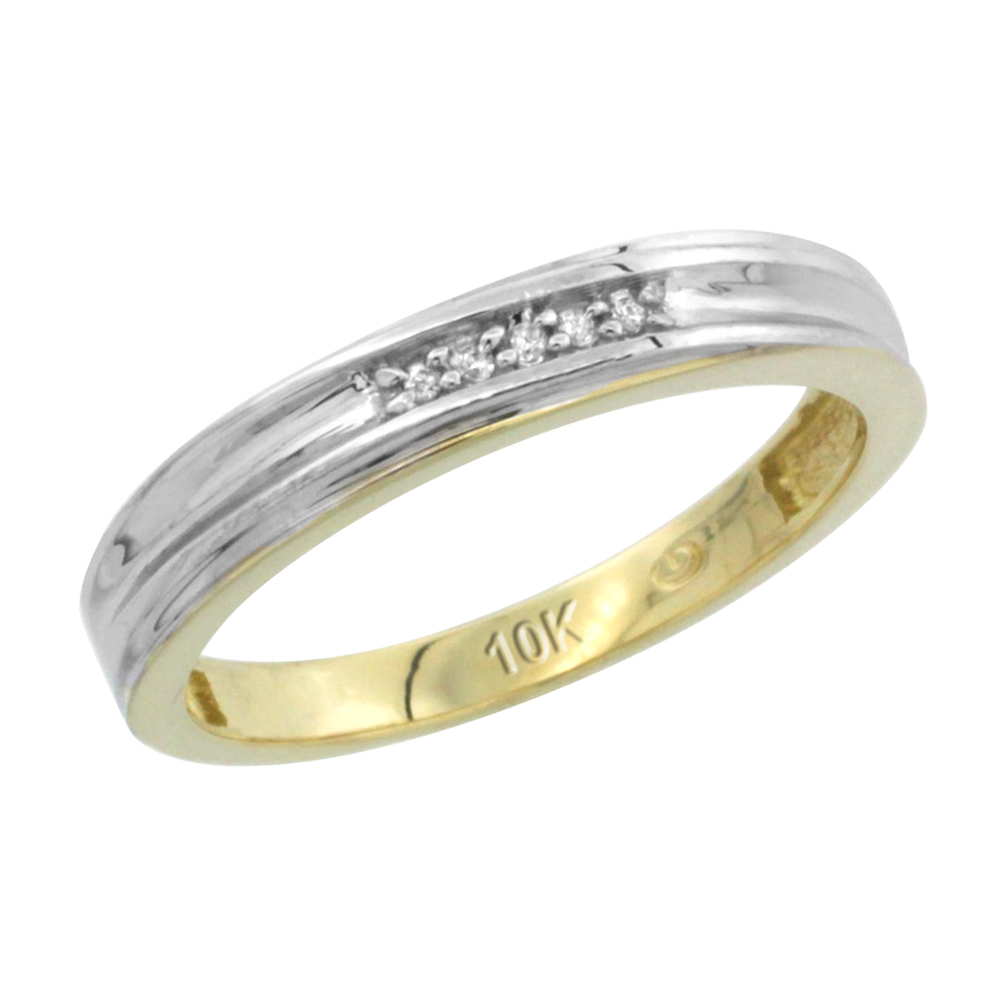 10k Yellow Gold Ladies' Diamond Wedding Band, 1/8 inch wide