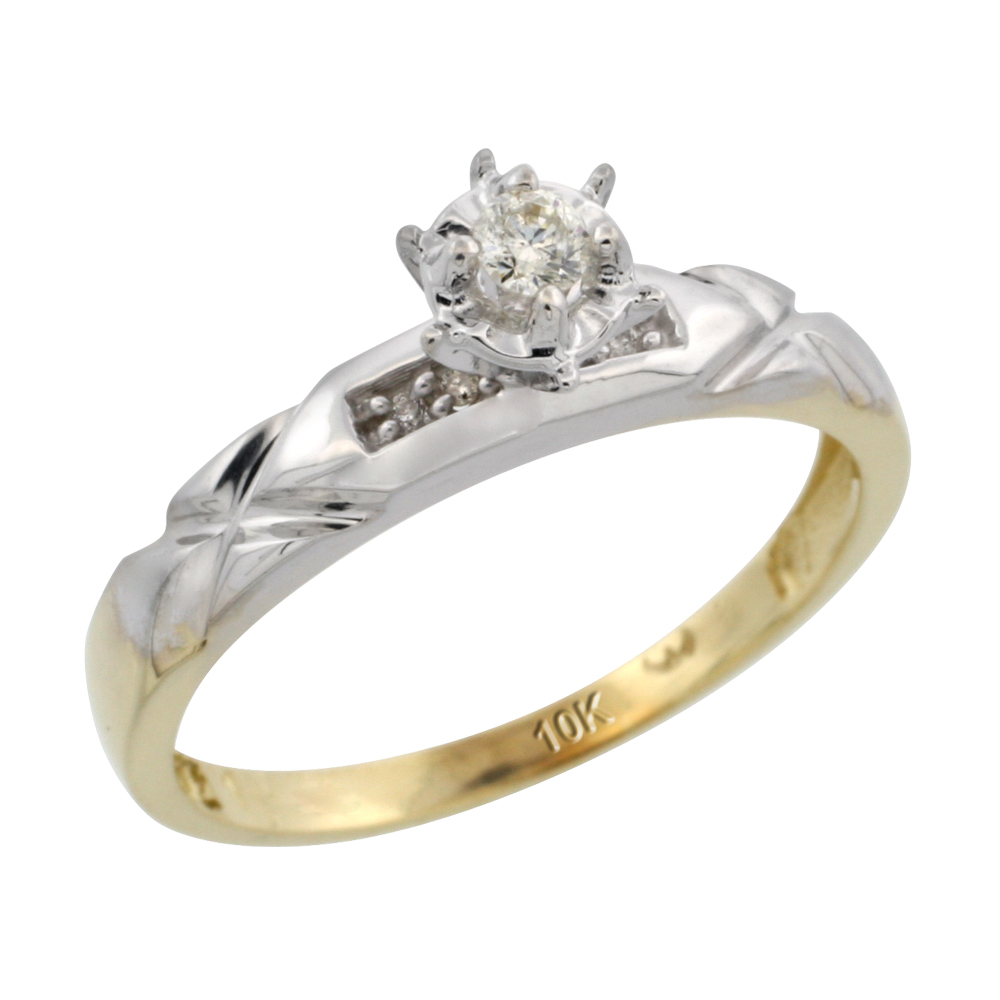 10k Yellow Gold Diamond Engagement Ring, 1/8 inch wide