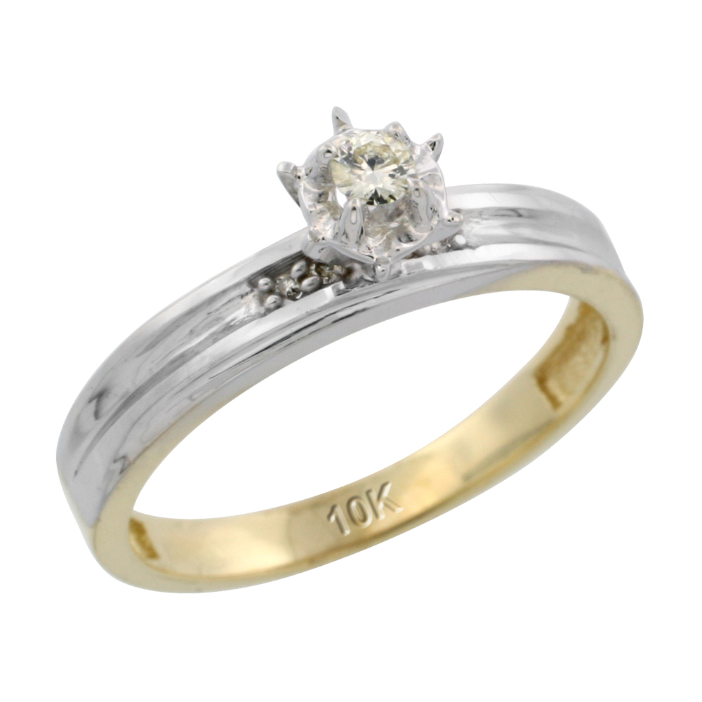 10k Yellow Gold Diamond Engagement Ring, 1/8 inch wide