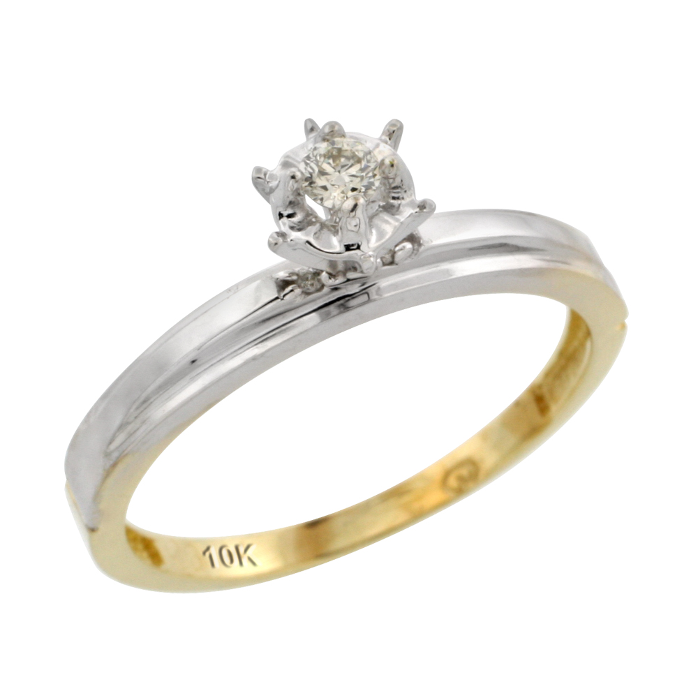 10k Yellow Gold Diamond Engagement Ring, 1/8 inch wide