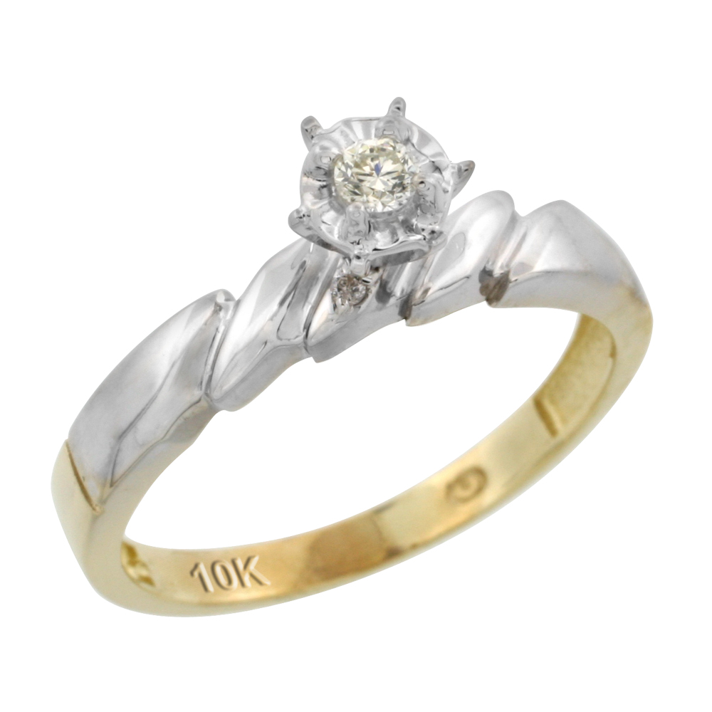 10k Yellow Gold Diamond Engagement Ring, 5/32 inch wide