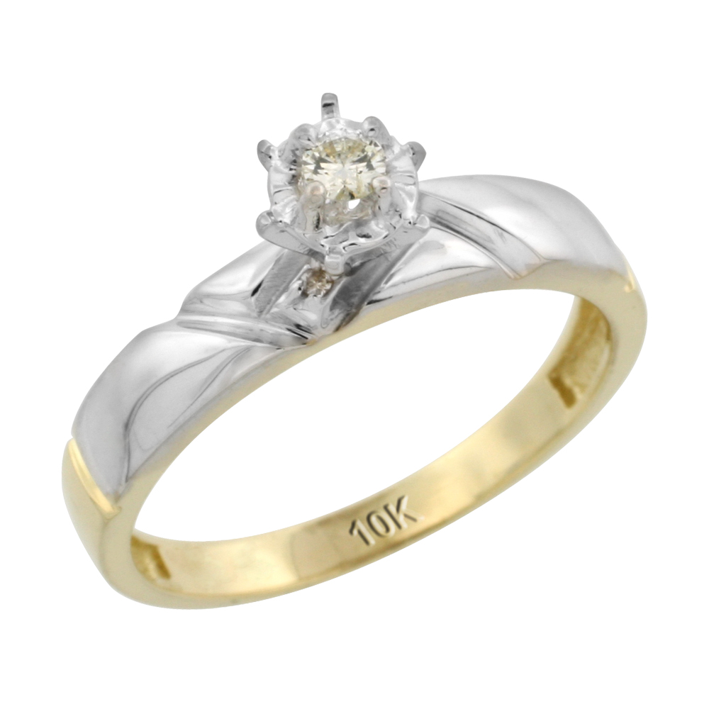 10k Yellow Gold Diamond Engagement Ring, 5/32 inch wide