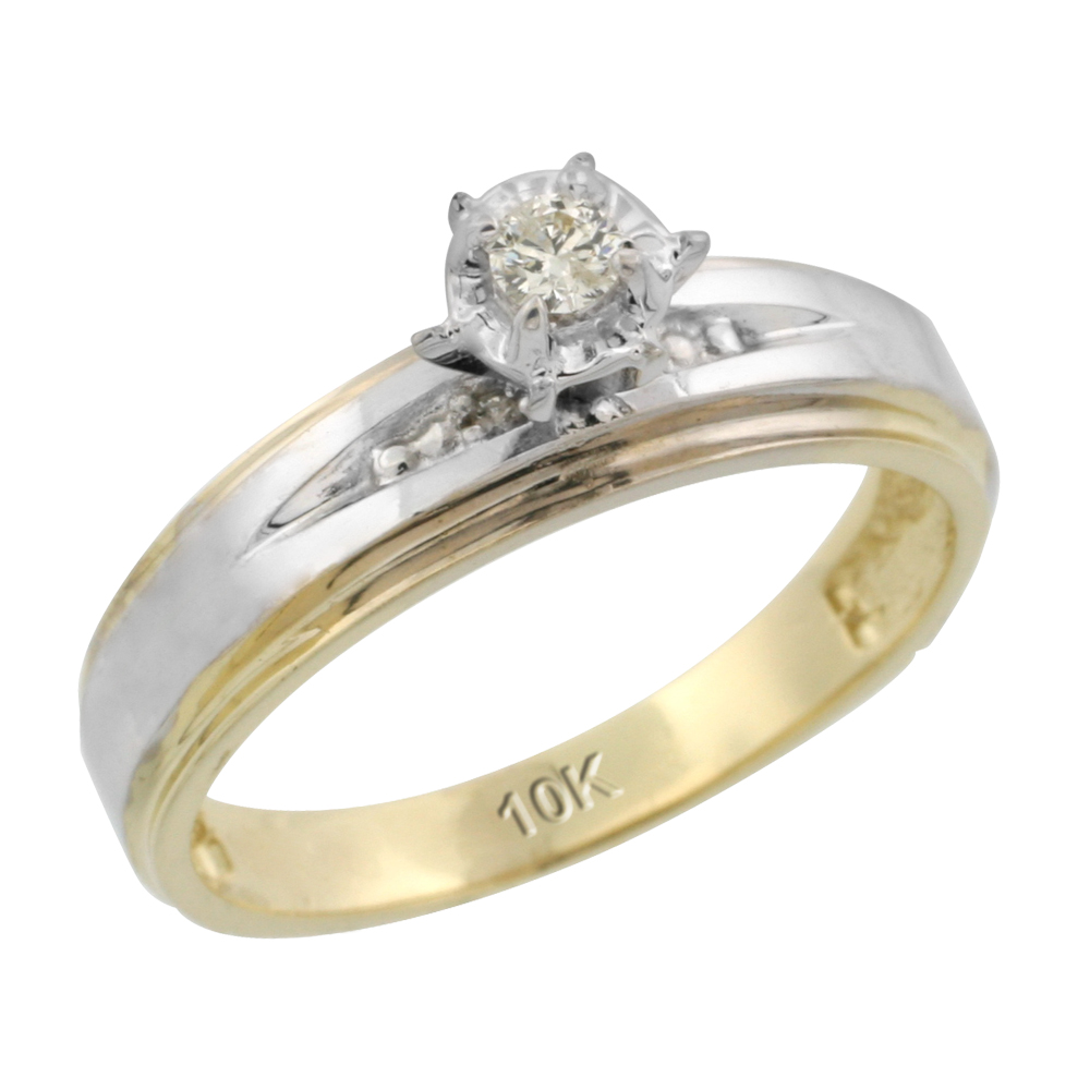 10k Yellow Gold Diamond Engagement Ring, 3/16 inch wide