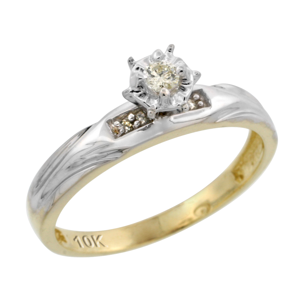 10k Yellow Gold Diamond Engagement Ring, 1/8inch wide