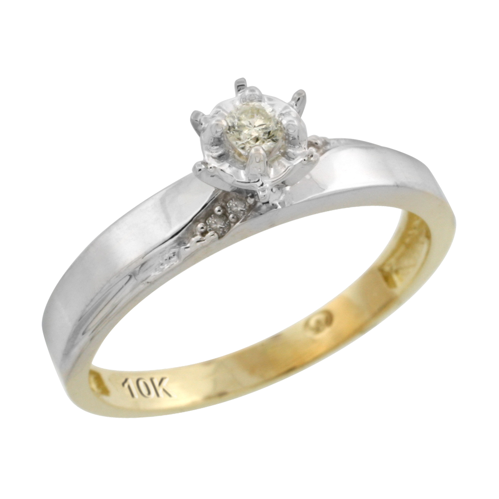 10k Yellow Gold Diamond Engagement Ring, 1/8inch wide