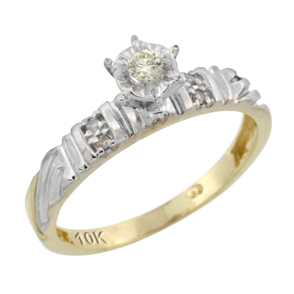 10k Yellow Gold Diamond Engagement Ring, 1/8inch wide