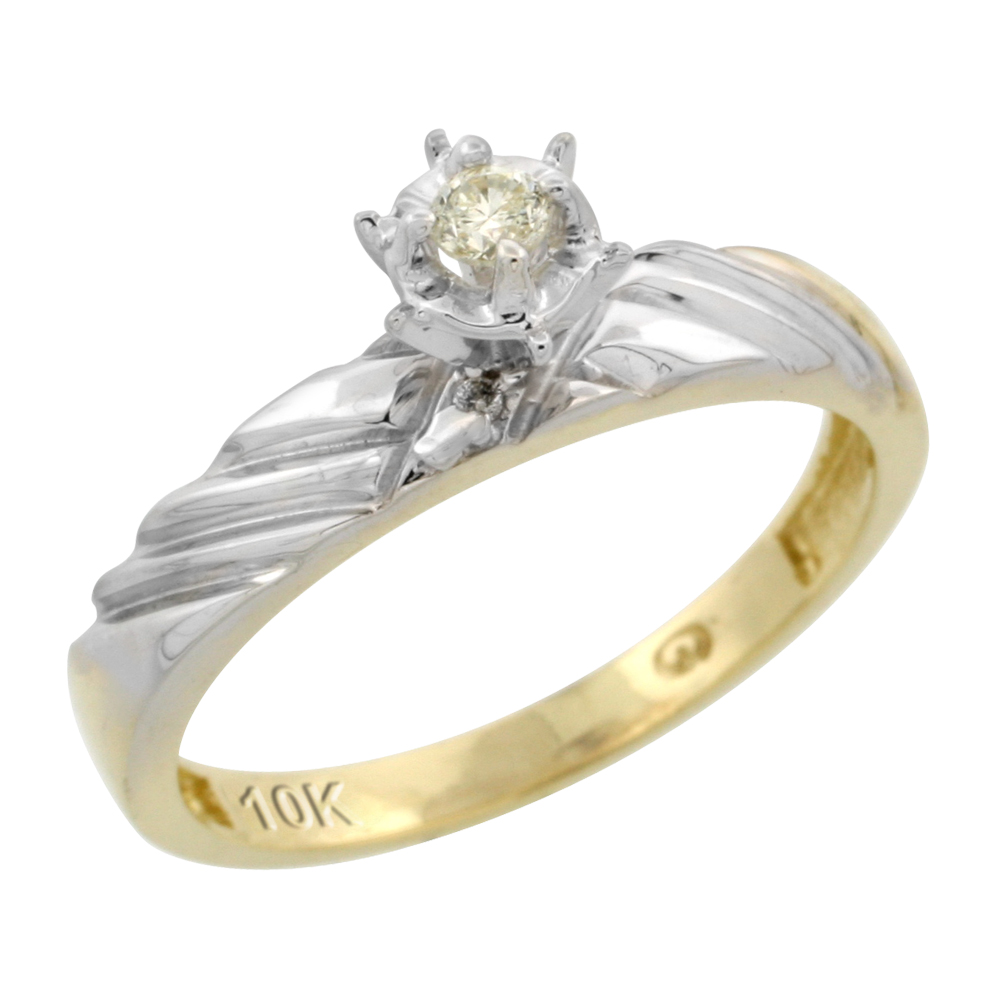 10k Yellow Gold Diamond Engagement Ring, 1/8inch wide