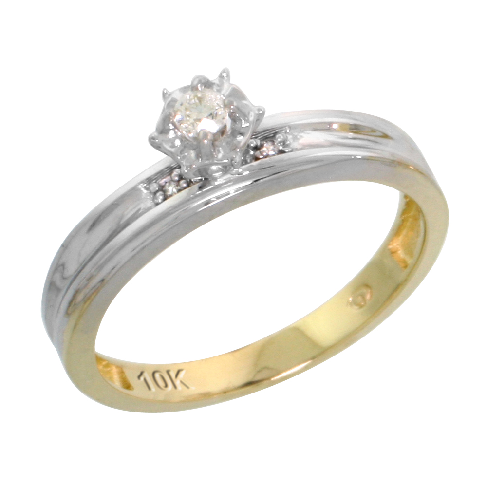 10k Yellow Gold Diamond Engagement Ring, 1/8inch wide