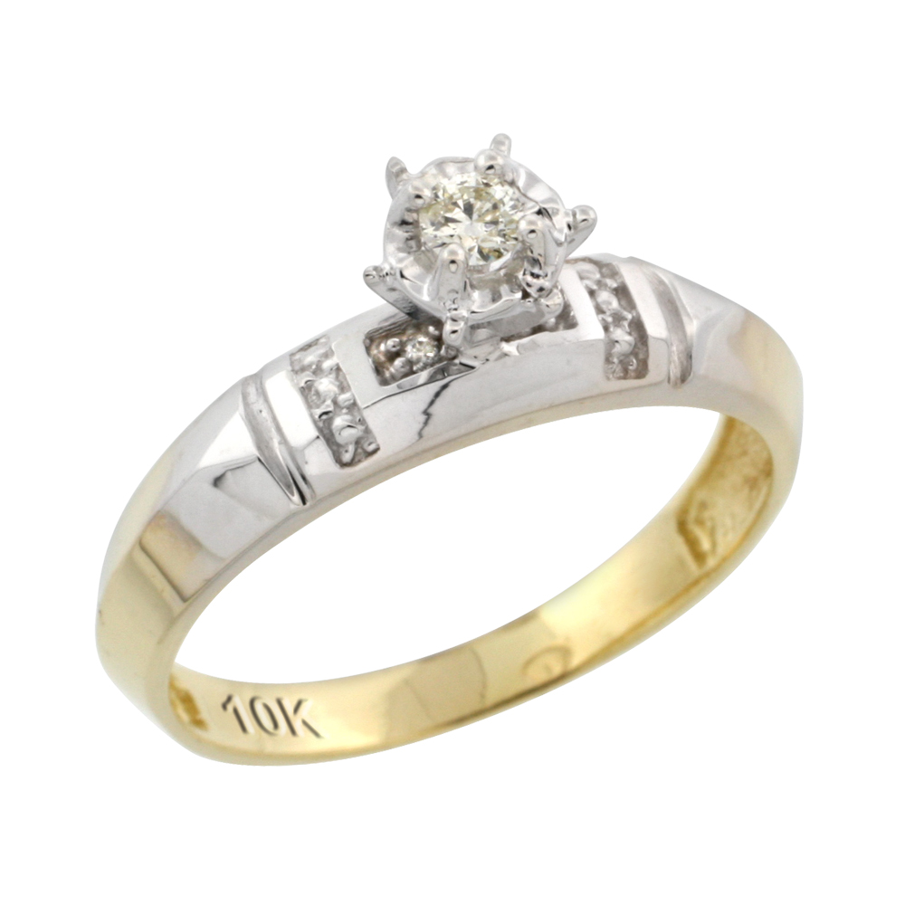 10k Yellow Gold Diamond Engagement Ring, 5/32 inch wide