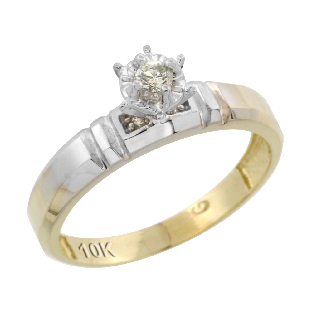 10k Yellow Gold Diamond Engagement Ring, 5/32 inch wide