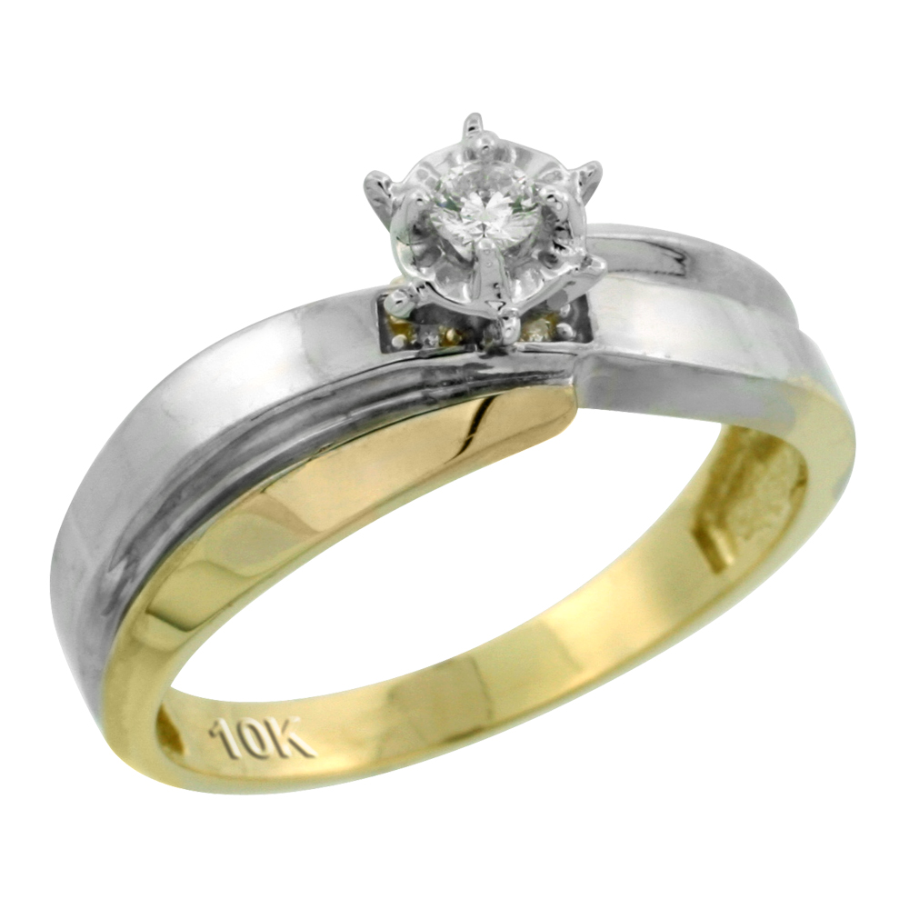 10k Yellow Gold Diamond Engagement Ring, 1/4 inch wide