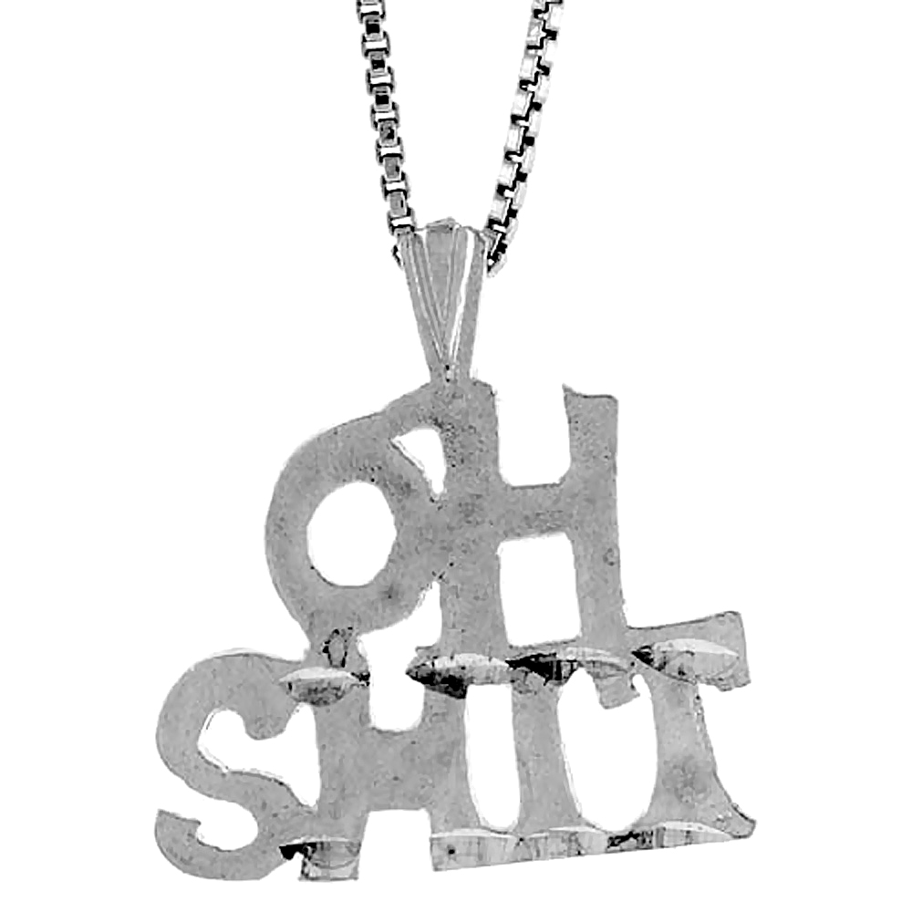 Sterling Silver OH SH_T Word Pendant 1/2 inch Tall