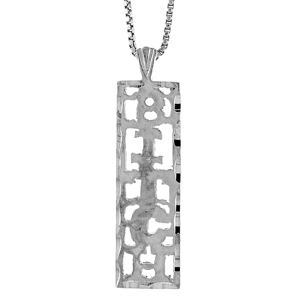 Sterling Silver B I T C H Word Pendant 1 1/4 inch Tall