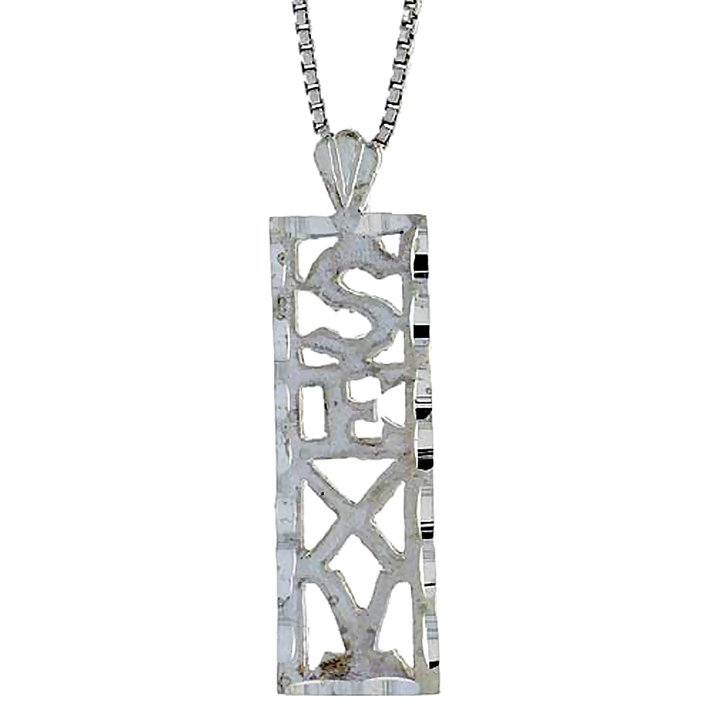 Sterling Silver S E X Y Word Pendant 7/8 inch Tall