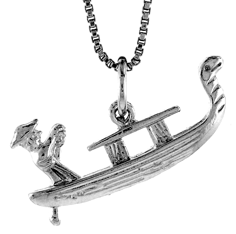Small 3-D Sterling Silver Gondola Pendant Women 1 inch