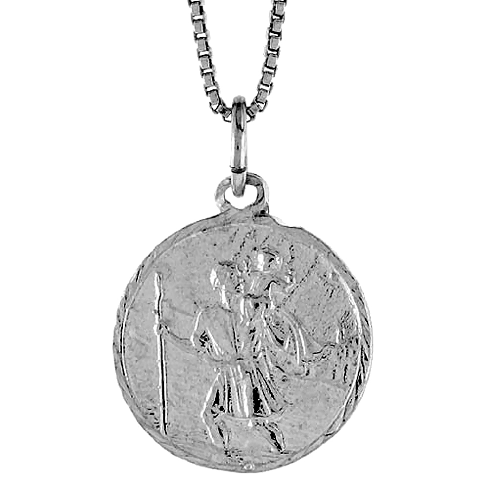 Sterling Silver St Christopher Medal 3/4 inch