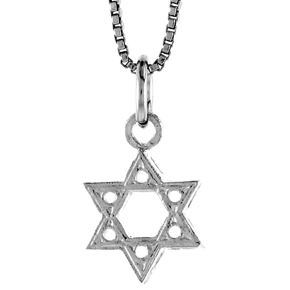 Tiny 3-D Sterling Silver Jewish Star of David Pendant Charm Women 1/2 inch