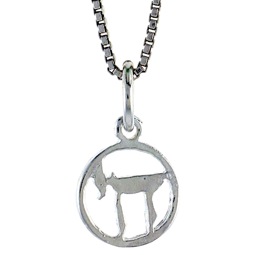 Sterling Silver Very Small Chai Pendant Charm in Circle Men Women Jewish symbol for Life 3/8 inch Round