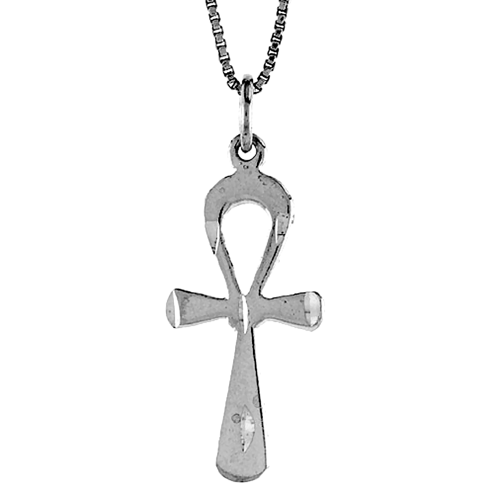 Sterling Silver Egyptian Ankh Pendant Charm Thick Ring Men Women Ancient symbol for Life 1 1/8 inch
