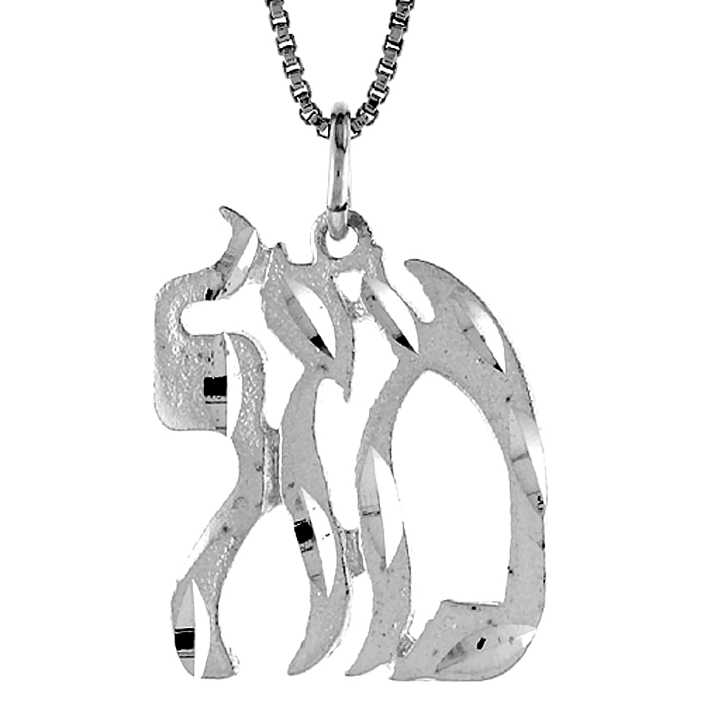 Very Large Sterling Silver Mazal Pendant Men ??? Jewish symbol for Good Fortune 7/8 inch