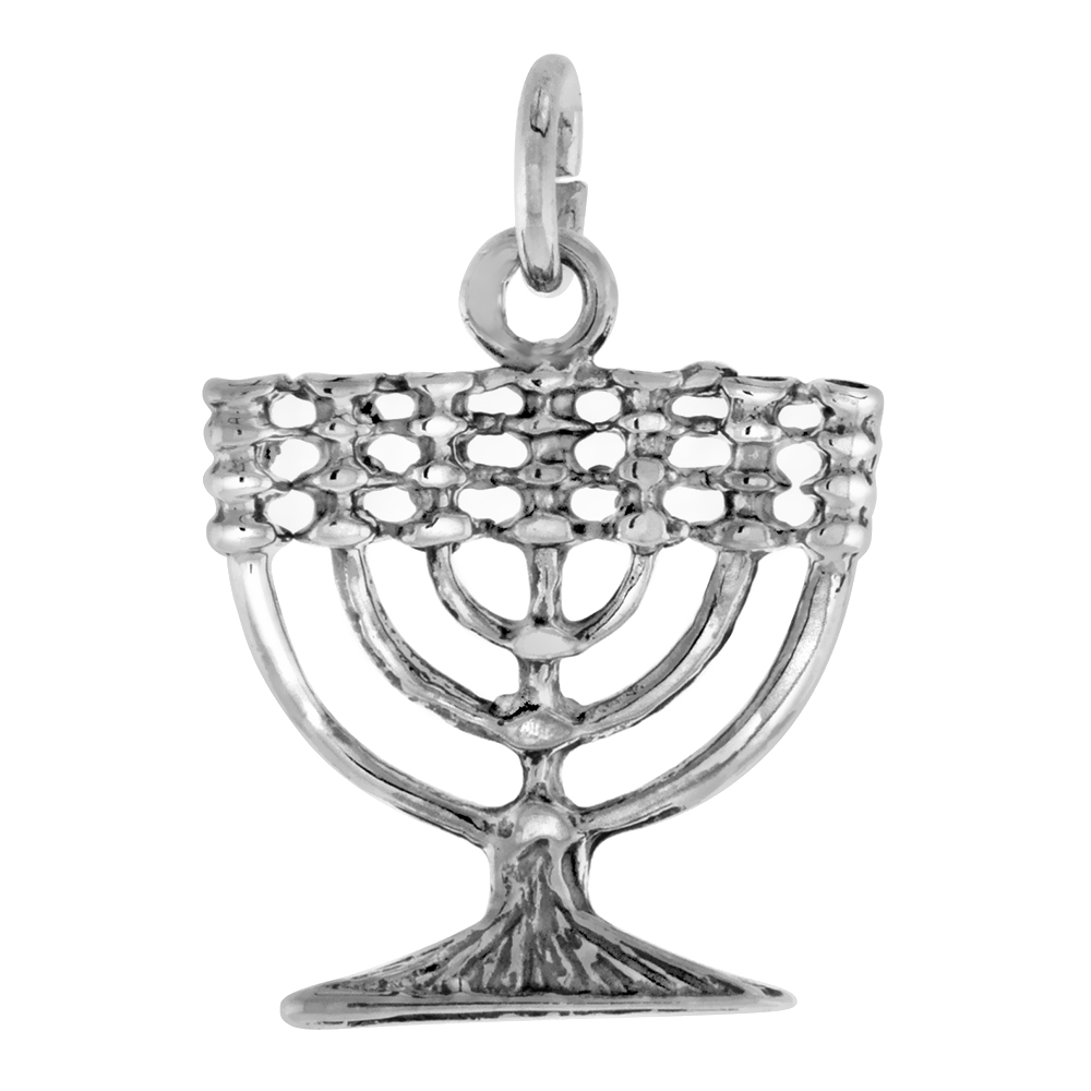 Sterling Silver Menorah Pendant 3/4 inch
