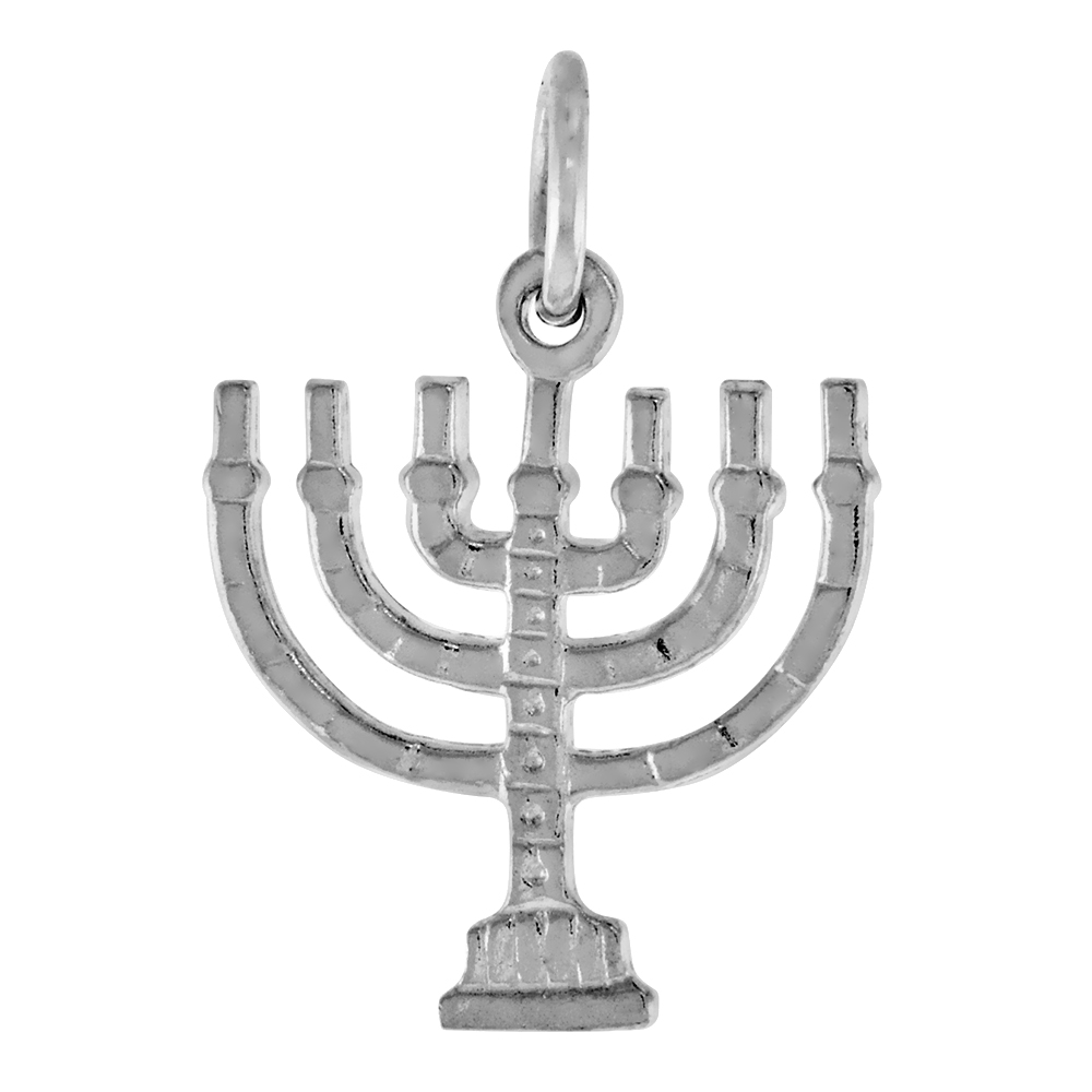 Sterling Silver Menorah Pendant 5/8 inch