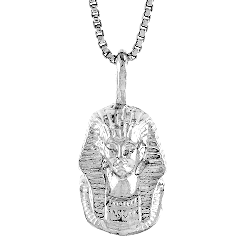 Dainty Sterling Silver Egyptian King Tut Pharaoh's Burial Mask Pendant Women 1/2 inch