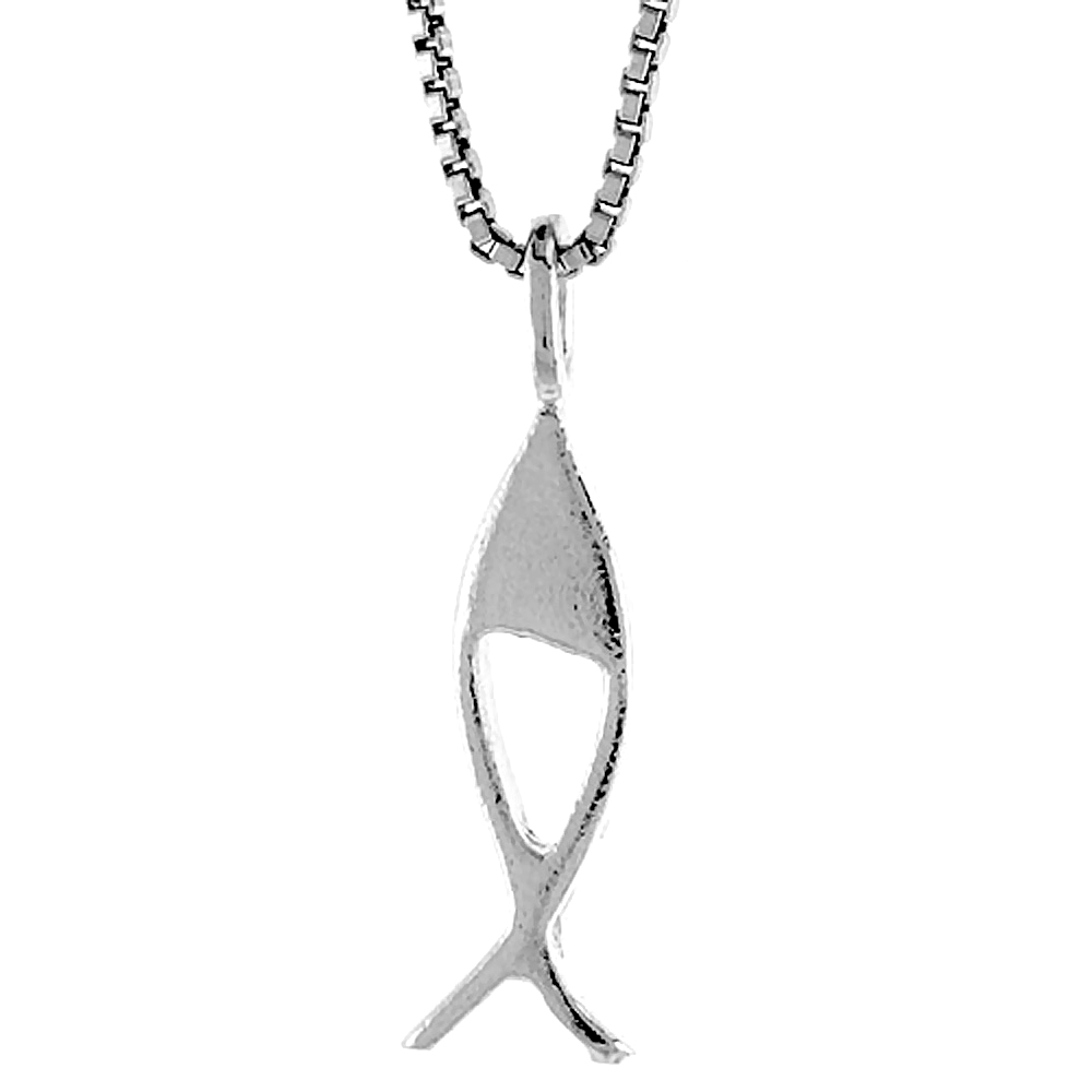 Daity Sterling Silver Christian Fish Pendant Women Half Open 5/8 inch