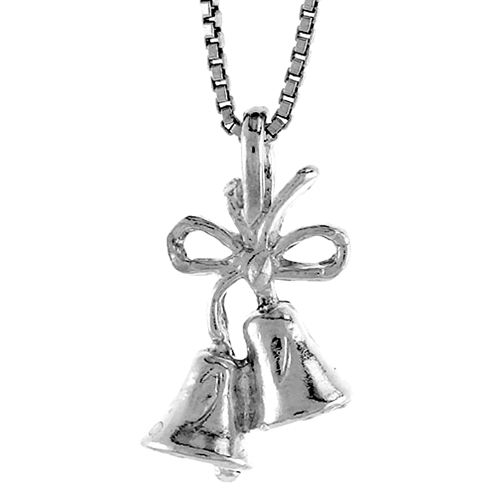 Daint Sterling Silver Wedding Bells Pendant Charm Women 1/2 inch