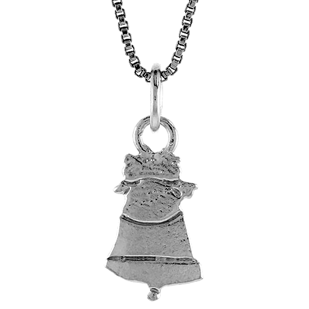 Tiny Flat Sterling Silver Wedding Bells Pendant Charm Women 1/2 inch