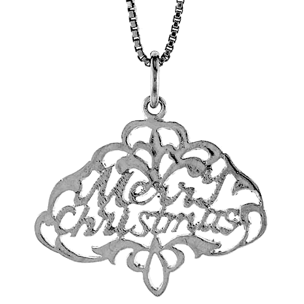 Sterling Silver Merry Christmas Pendant Word Women Talking Charm 3/4 inch