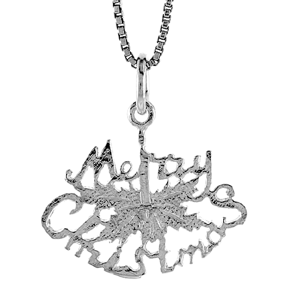 Small Sterling Silver Merry Christmas Pendant Word Women Talking Charm 5/8 inch