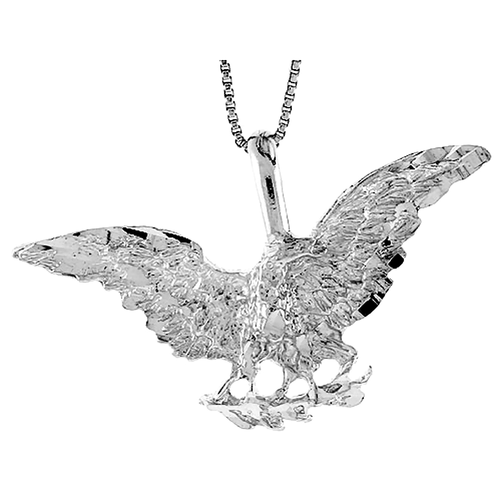 Medium Size Sterling Silver Holding Arrows Holding Arrows Eagle Pendant 1 3/4 x 5/8 inch