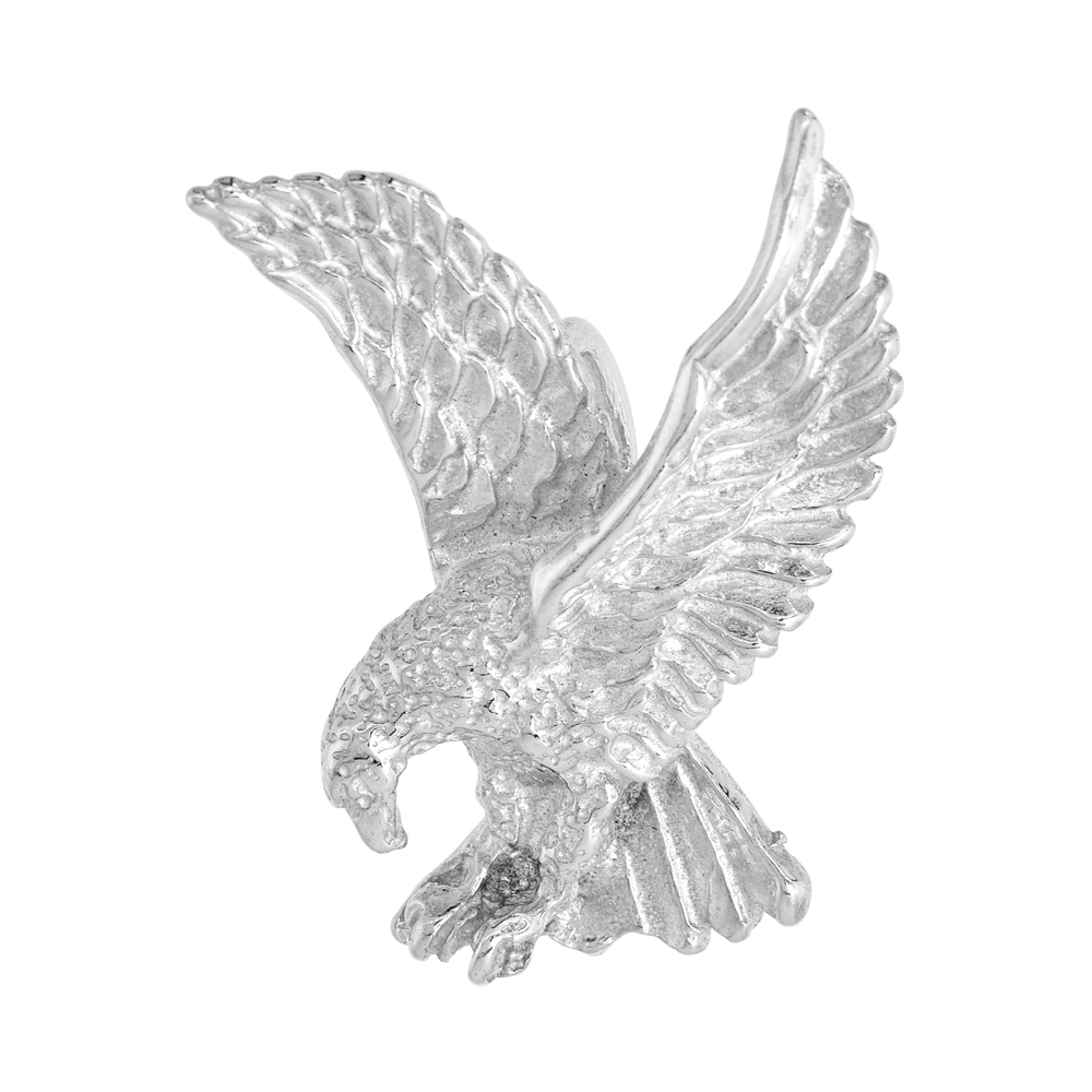 Medium Size Sterling Silver Landing Eagle Pendant Men Hidden Bale 1 1/16 inch tall