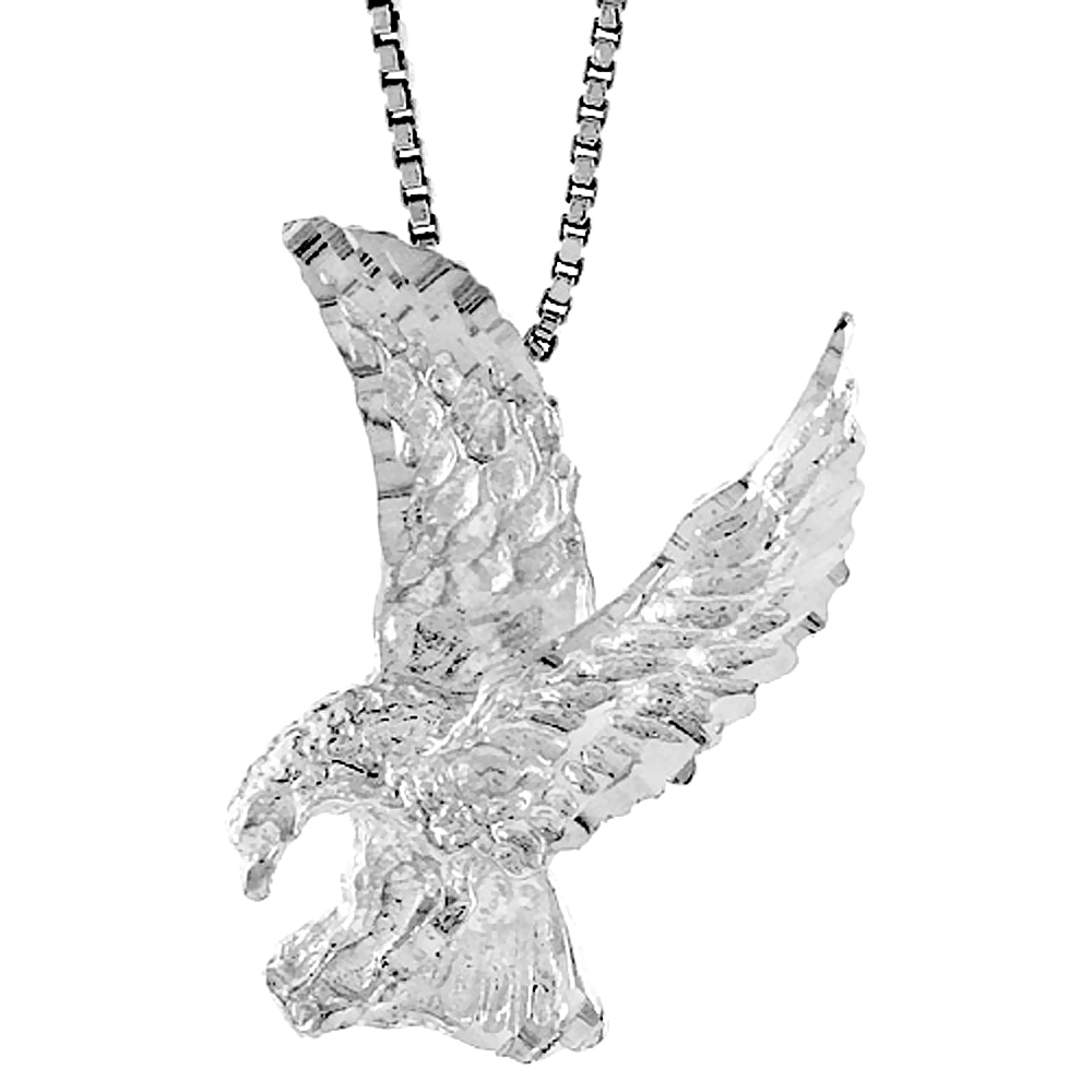 Small Sterling Silver Landing Eagle Pendant Men Hidden Bale 1 inch tall