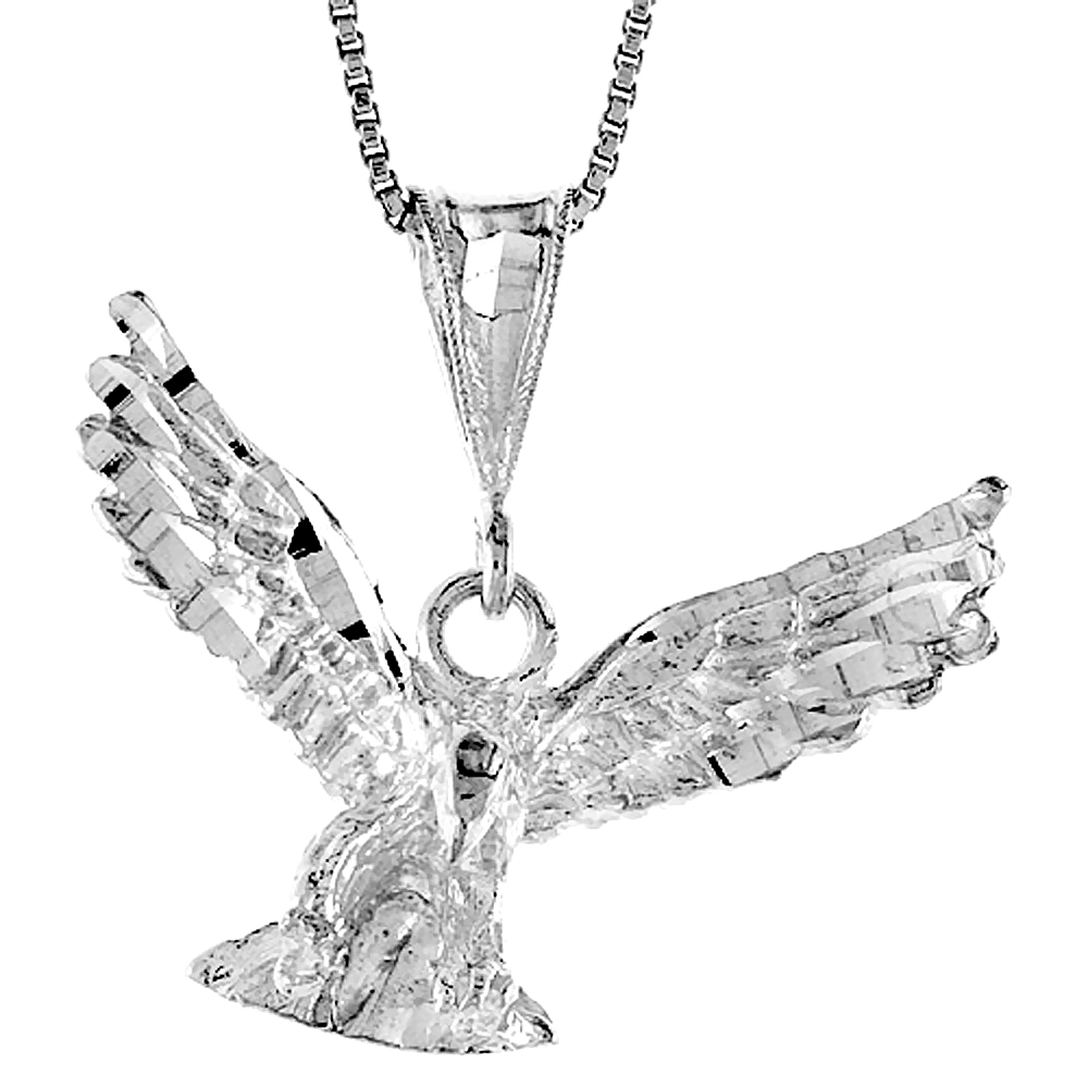 Small Sterling Silver Rising Eagle Pendant Men Women 5/8 inch