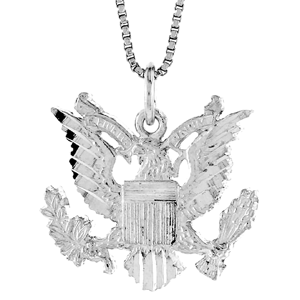 Sterling Silver Presidential Seal American Eagle Pendant Men 3/4 x 1 inch