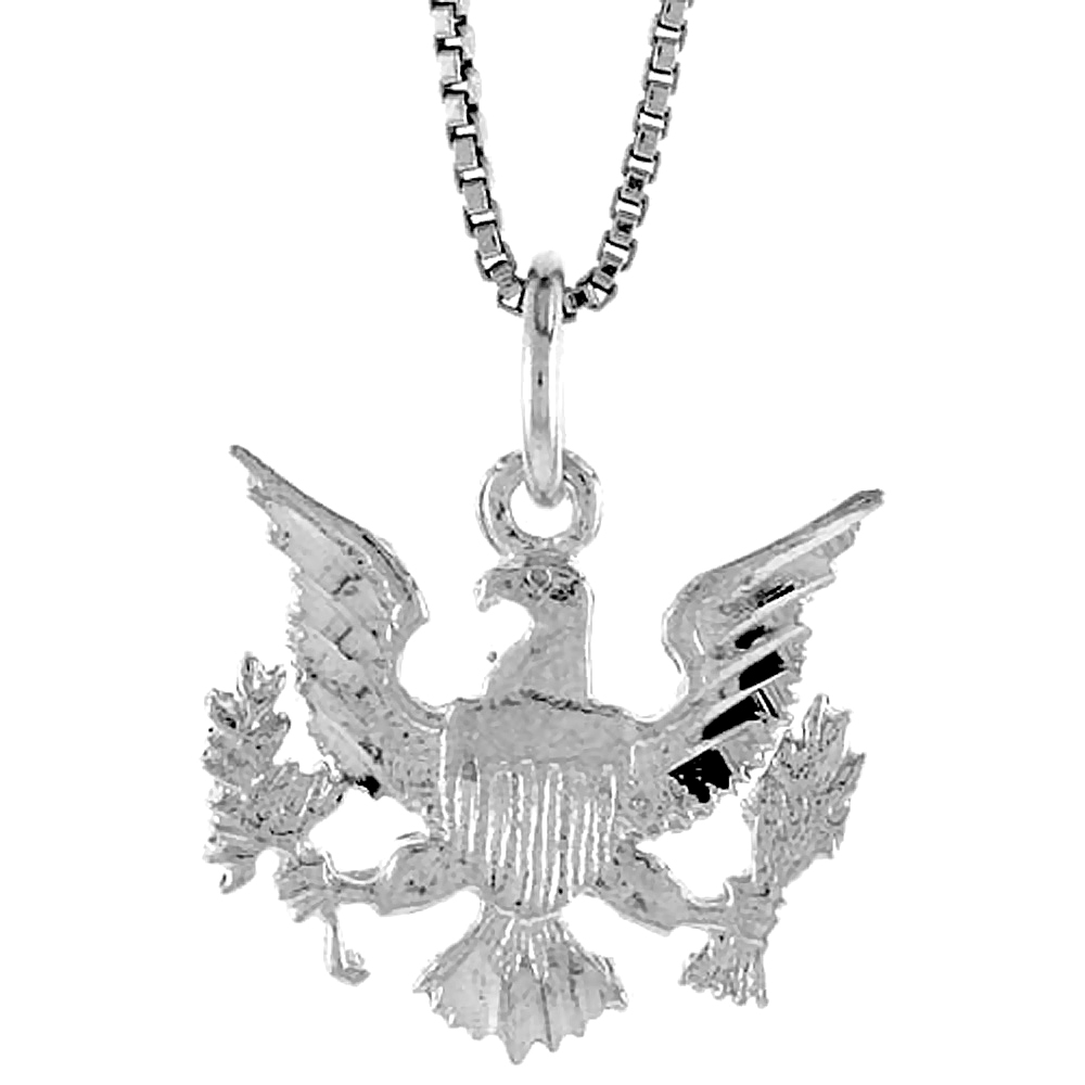 Dainty Sterling Silver Presidential Seal Eagle Pendant Charm Women Men 5/8 inch