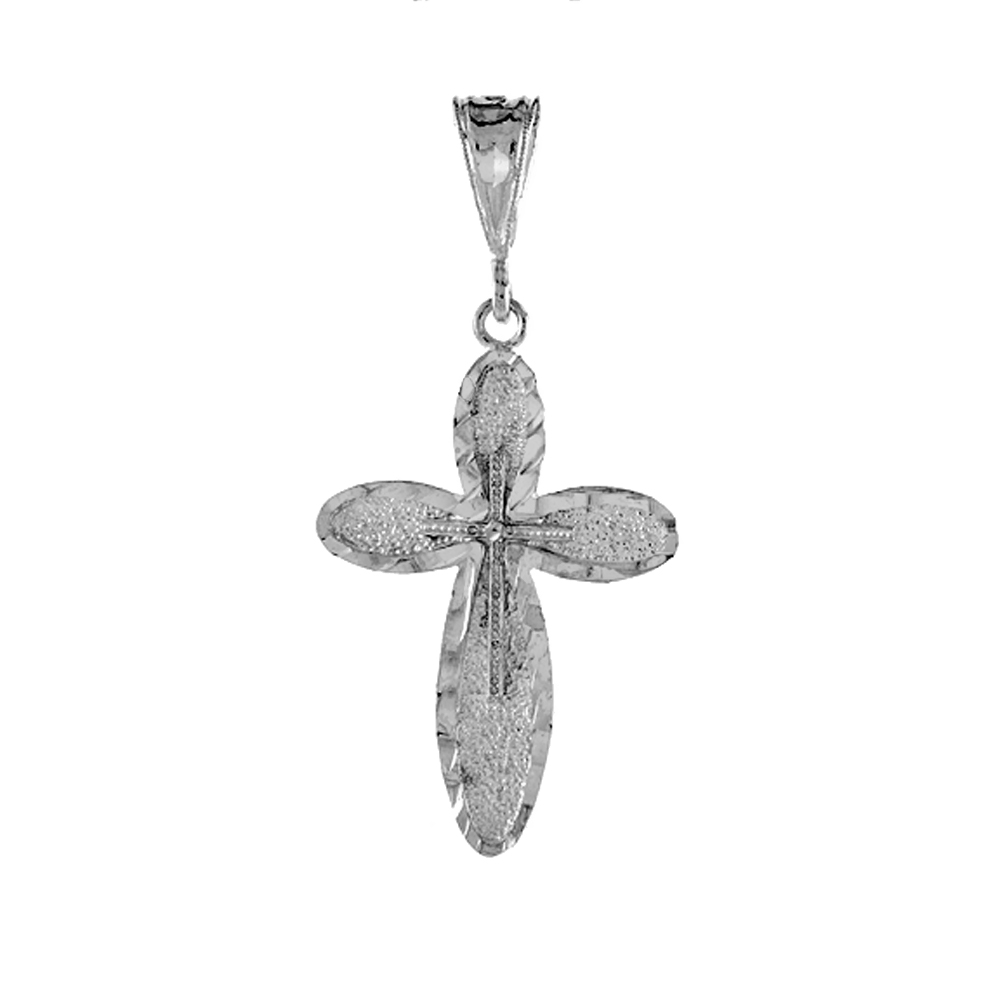 1 3/8 inch Sterling Silver Curvy Cross Pendant