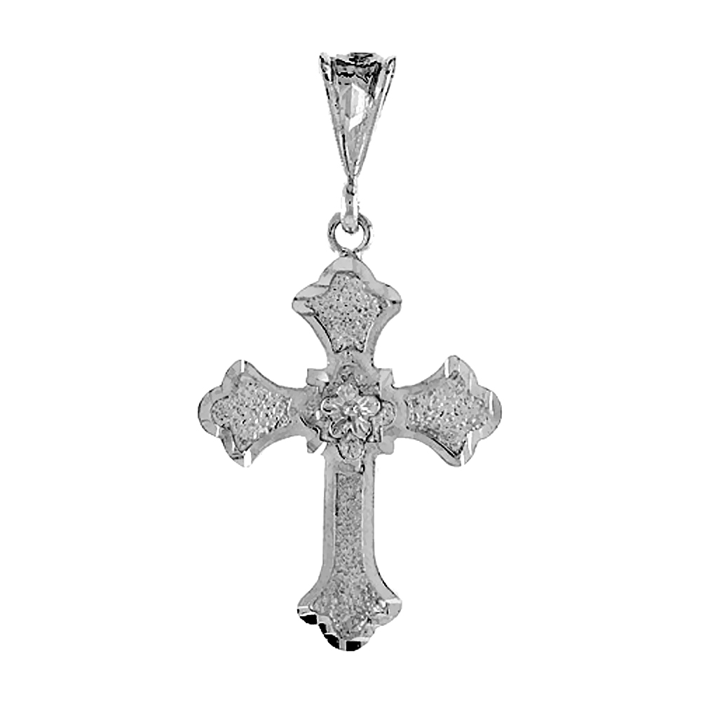 1 1/4 inch Sterling Silver Cross Pendant Rose