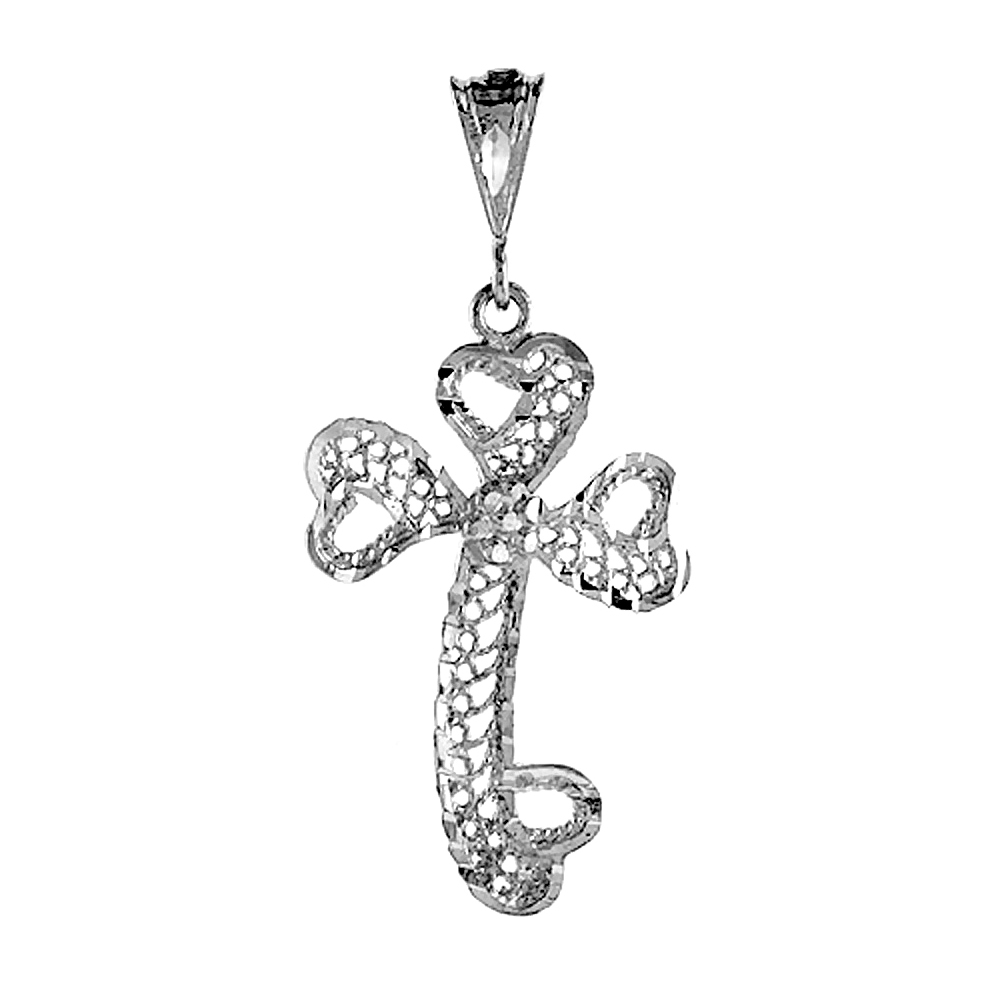 1 3/8 inch Sterling Silver Filigree Cross Pendant Everlasting Filigree
