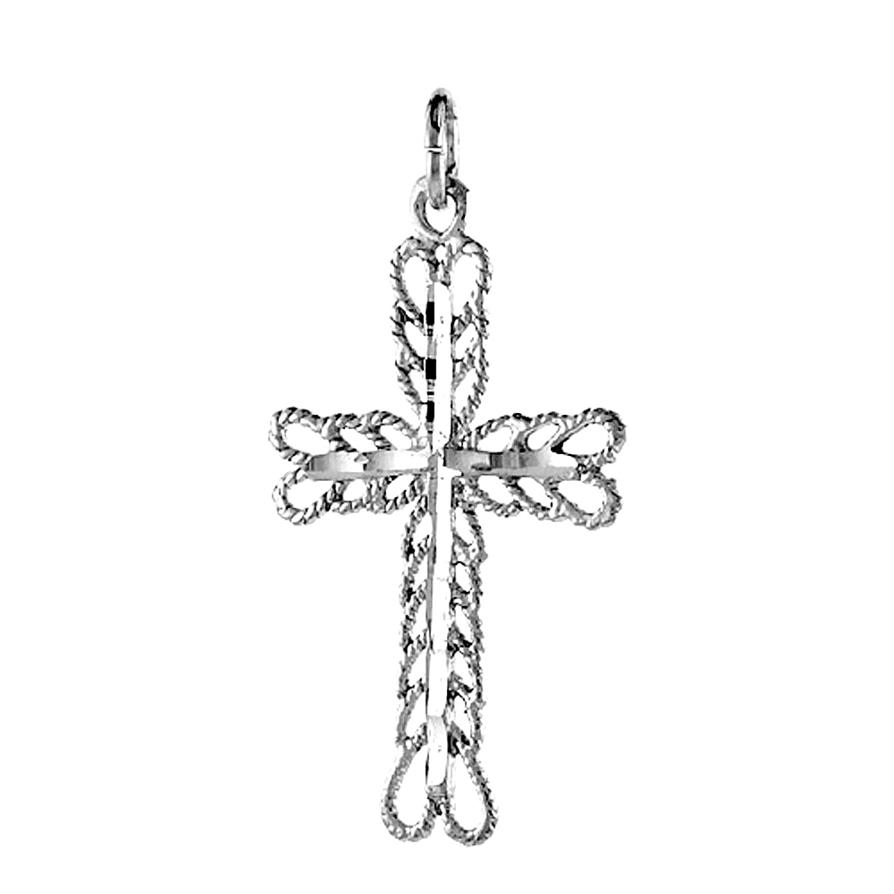 1 3/8 inch Sterling Silver Wire Cross Pendant