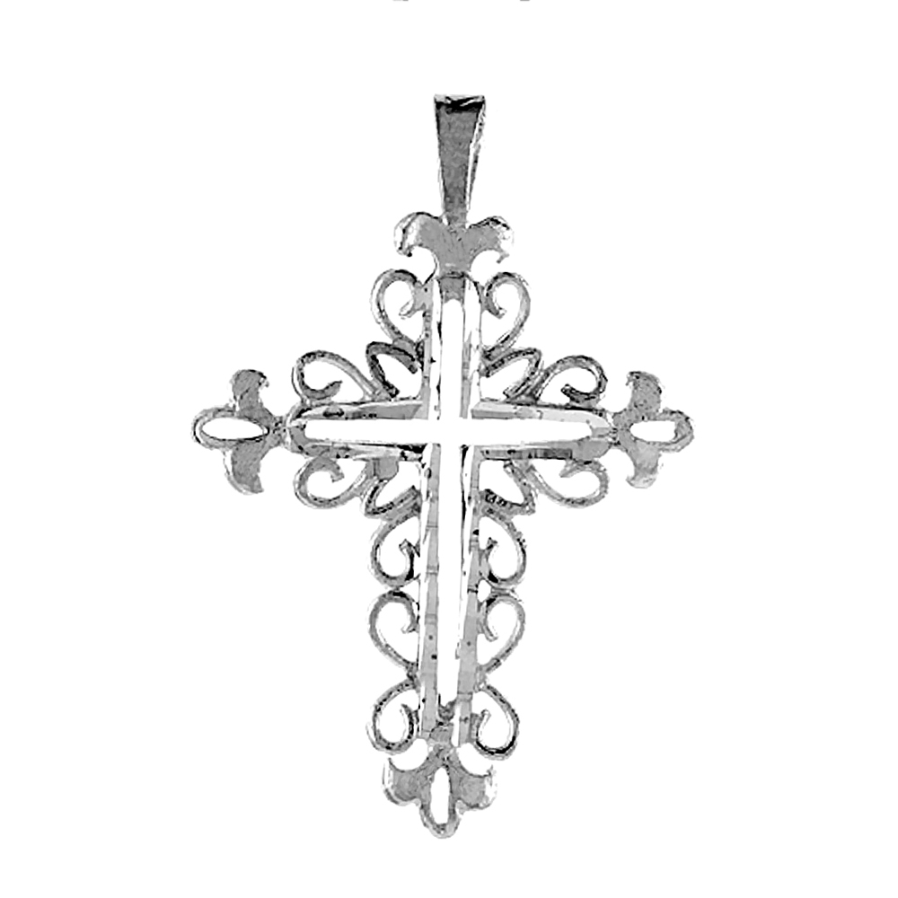 1 1/4 inch Sterling Silver Filigree Voided Cross Pendant