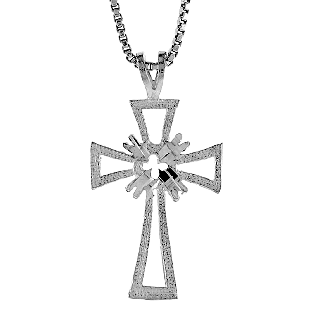 Tiny Open Voided Sterling Silver Cross Pendant Coptic Women 1 1/4 inch