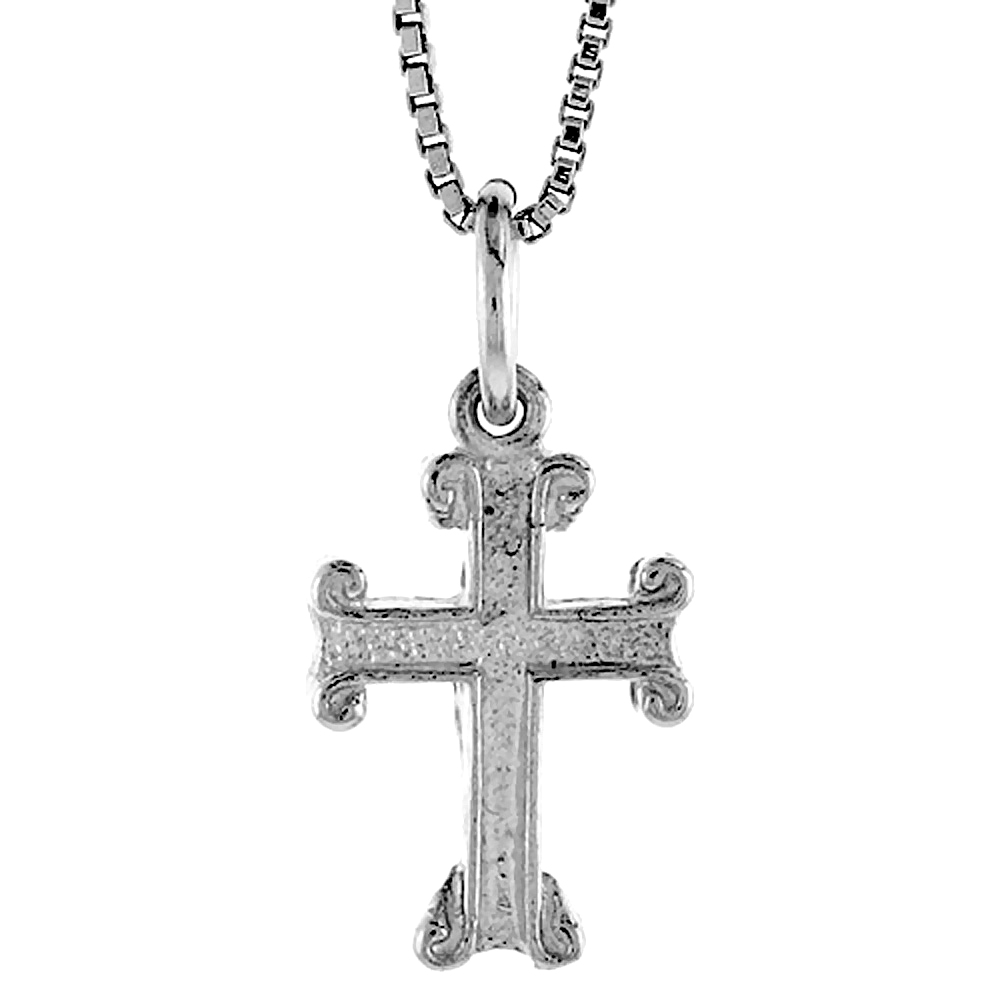 Sterling Silver Small Cross Pendant Moline Women 1/2 inch