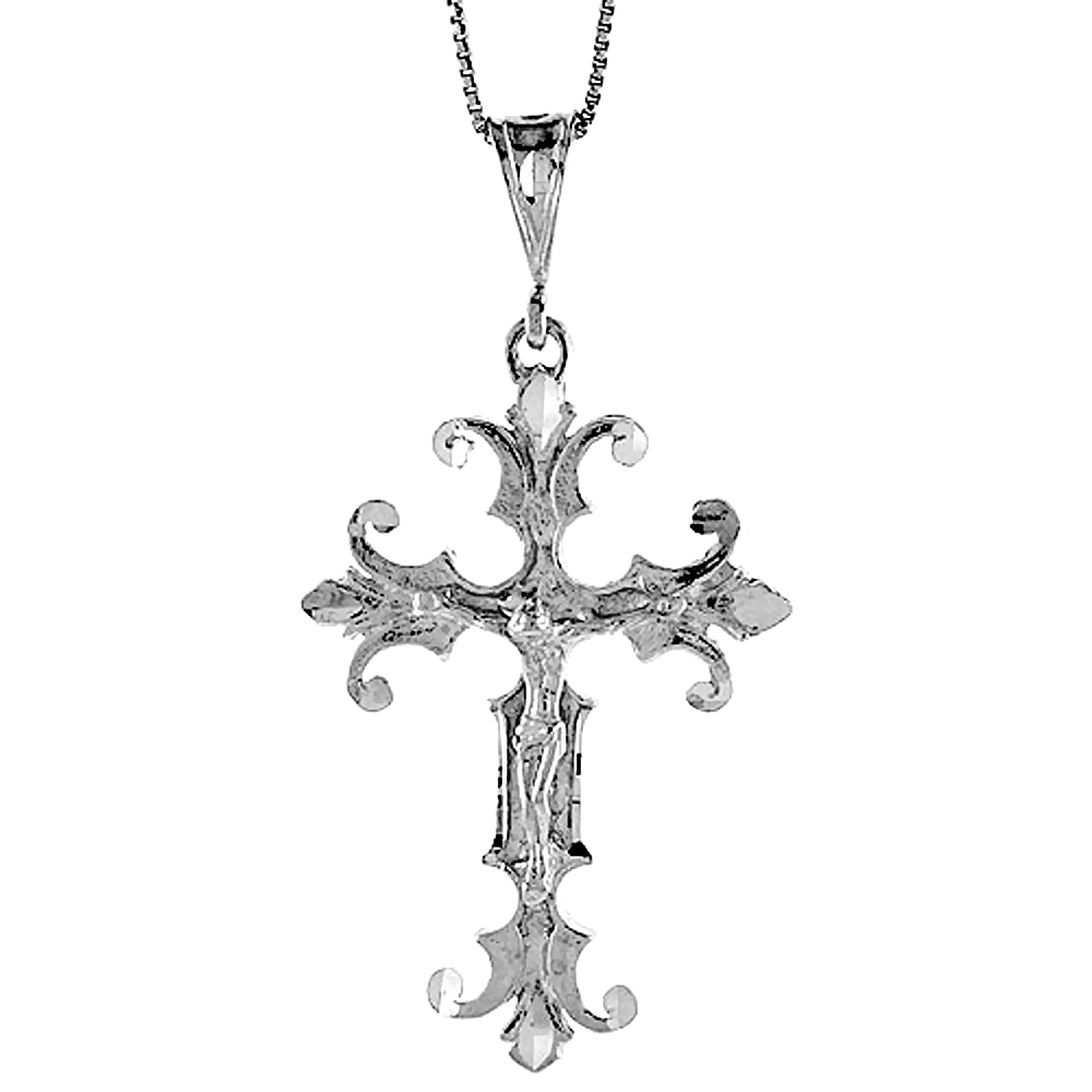 Sterling Silver Large Crucifix Pendant Cross of Jeremiah Men Women 2 inch
