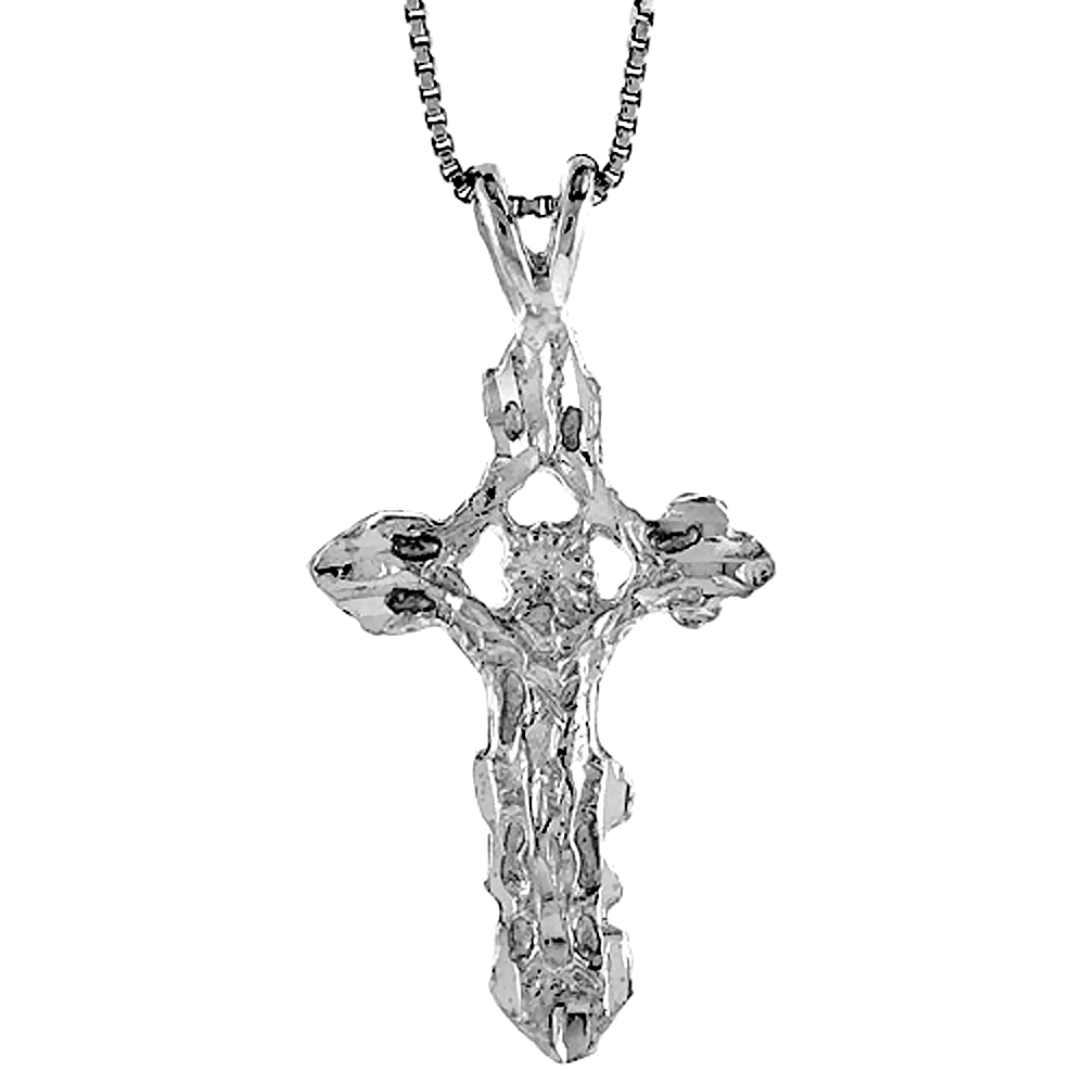 Small Open Sterling Silver Crucifix Pendant 1 1/4 inch