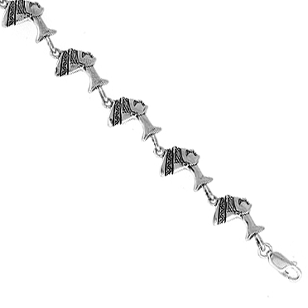 Sterling Silver Egyptian Queen Nefertiti Charm Bracelet, 7 inches long